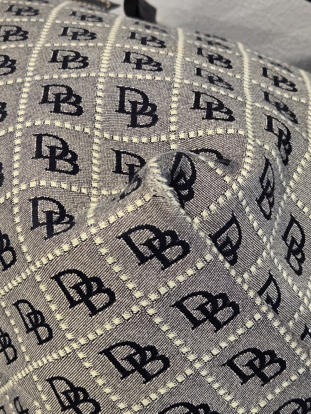 Dooney & Bourke Vintage Large Black and Gray Signature Monogram Shoulder Bag - Picture 7 of 16